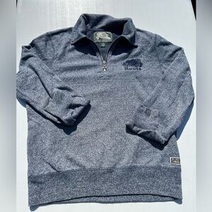 Roots women’s classic quarter zip, size large, blue pepper